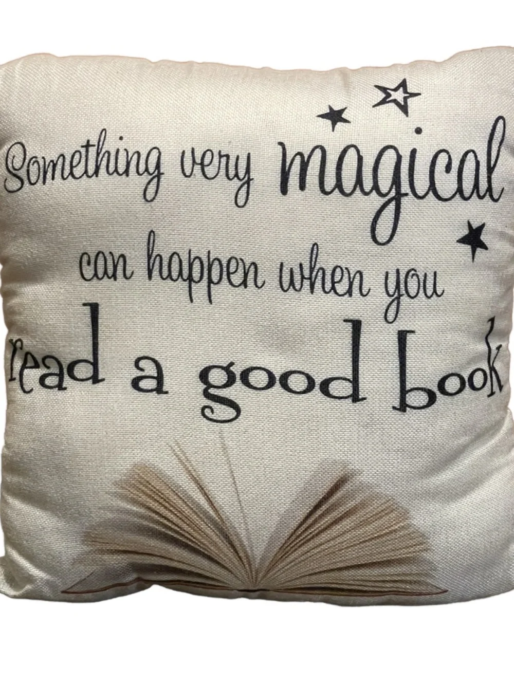 Neutral Decorative Pillow with Book Quote - Book Lovers Pillow - 17”x17”